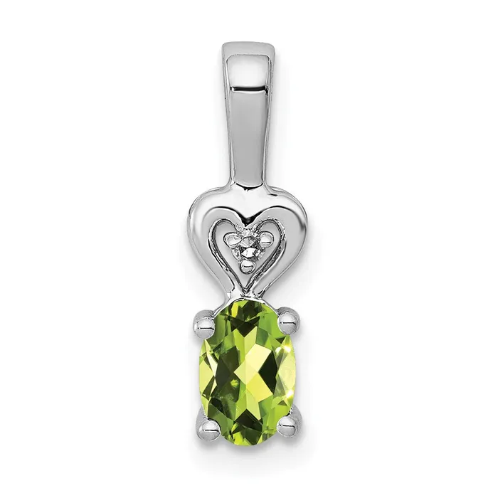 Sterling Silver Rhodiumplated Peridot Diam Pendant TreasureFineJewelers Necklaces Sterling Silver Rhodiumplated Peridot Diam Pendant TreasureFineJewelers Necklaces