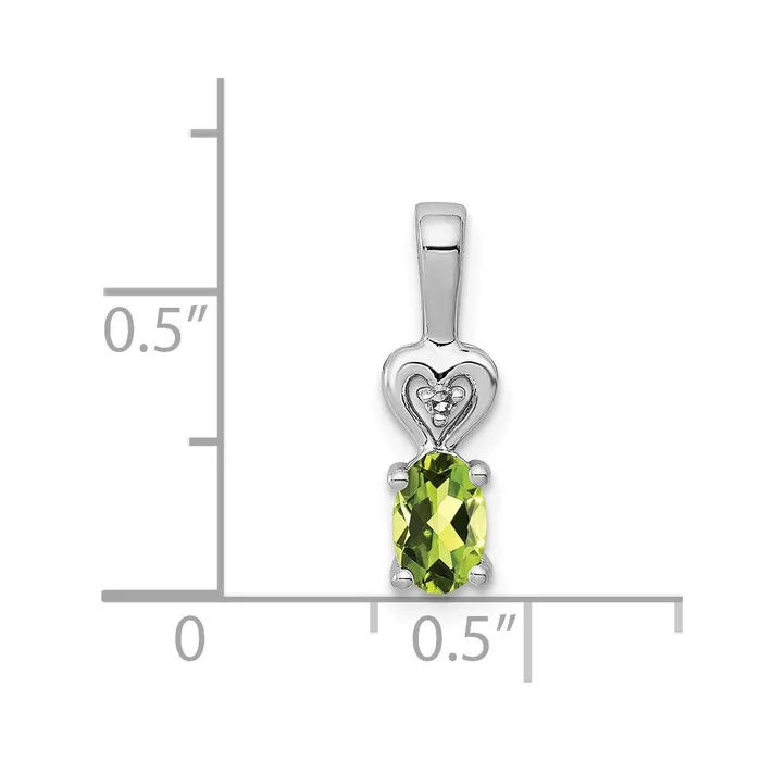 Sterling Silver Rhodiumplated Peridot Diam Pendant TreasureFineJewelers Necklaces