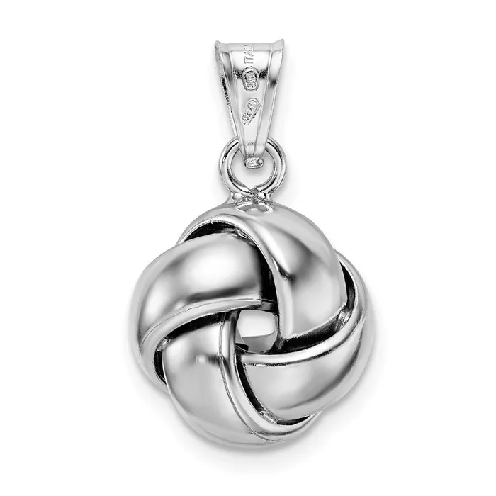Sterling Silver Rhodiumplated Polished Love Knot Pendant TreasureFineJewelers Necklaces