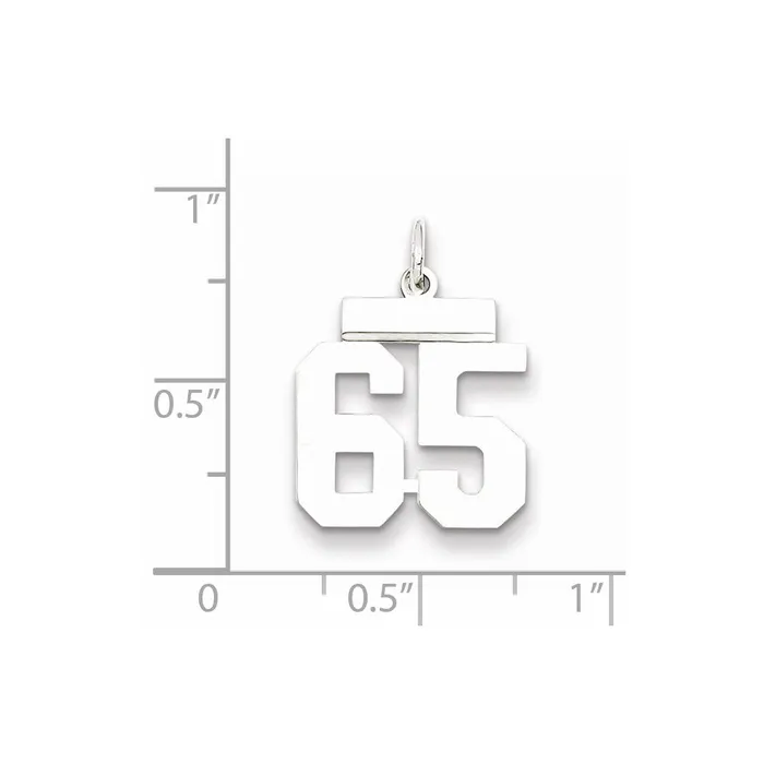 Sterling SilverRhodiumplated Polished Number 65 Charm TreasureFineJewelers Rings