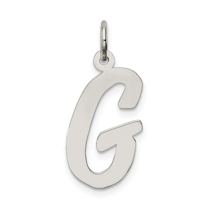 Sterling Silver Rhodiumplated Script Letter G Initial Charm TreasureFineJewelers Necklaces Sterling Silver Rhodiumplated Script Letter G Initial Charm TreasureFineJewelers Necklaces