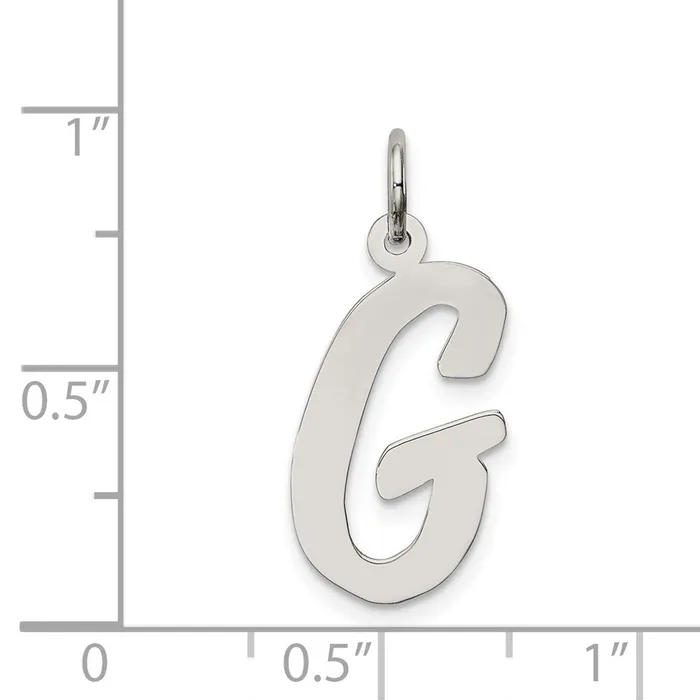 Sterling Silver Rhodiumplated Script Letter G Initial Charm TreasureFineJewelers Necklaces