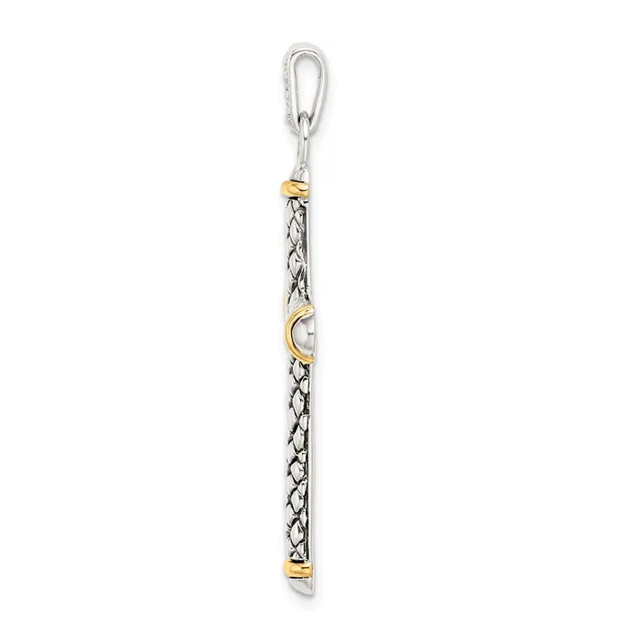Sterling Silver w14k White Topaz On Bail Antiqued Cross Pendant TreasureFineJewelers Necklaces