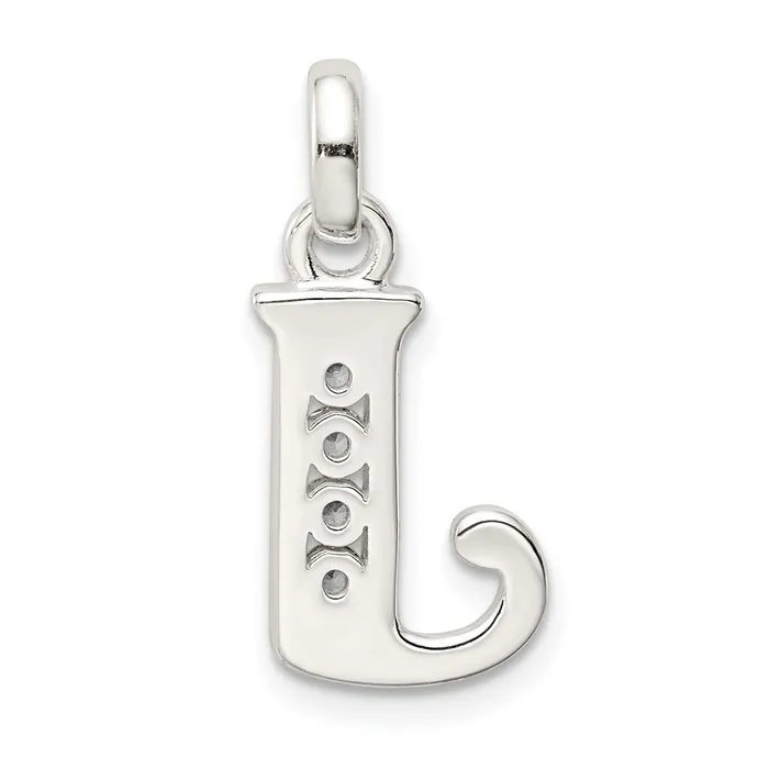 Sterling Silver White CZ Letter J Initial Pendant TreasureFineJewelers Necklaces