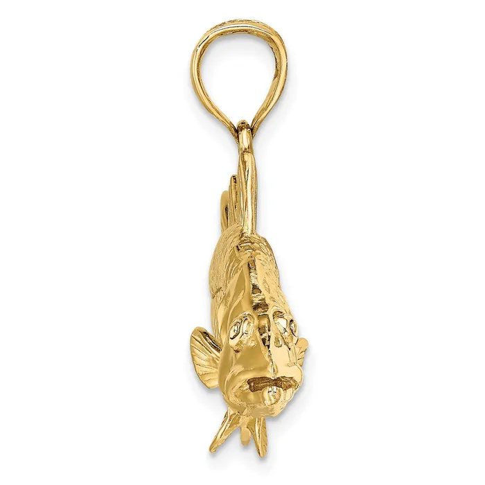 TreasureFineJewelers 14K 3D Snook Fish Charm Charm Necklaces