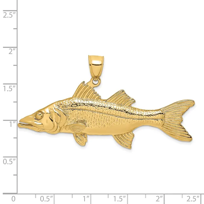 TreasureFineJewelers 14K 3D Snook Fish Charm Charm Necklaces