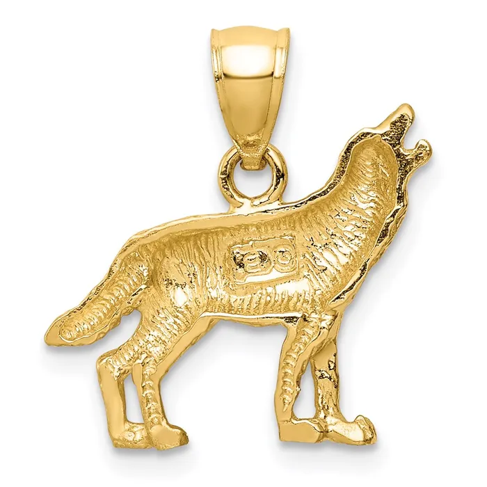 TreasureFineJewelers 14K Diamondcut Wolf Pendant Necklaces