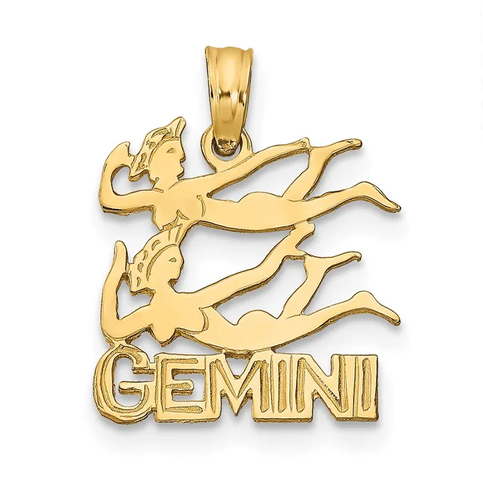 TreasureFineJewelers 14K GEMINI Charm Charm Necklaces