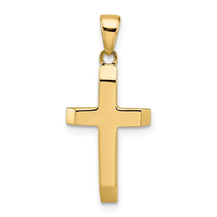 TreasureFineJewelers 14K Polished Tapered Ends Hollow Cross Pendant Necklaces TreasureFineJewelers 14K Polished Tapered Ends Hollow Cross Pendant Necklaces