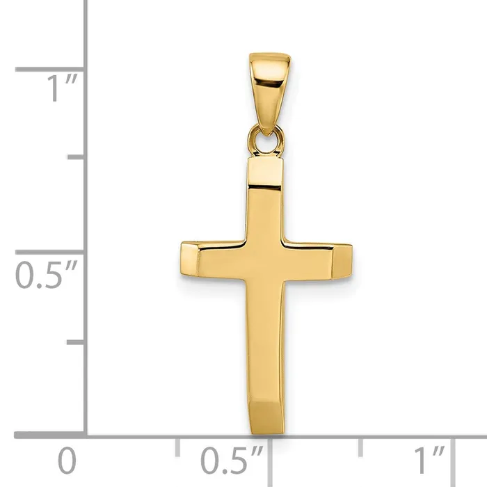 TreasureFineJewelers 14K Polished Tapered Ends Hollow Cross Pendant Necklaces