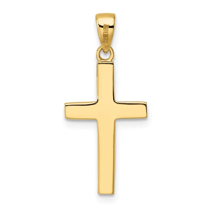 TreasureFineJewelers 14K Polished Tapered Ends Hollow Cross Pendant Necklaces