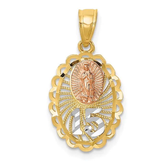 TreasureFineJewelers 14K Twotone wWhite Rhodium Lady of Guadalupe 15 Pendant Rings TreasureFineJewelers 14K Twotone wWhite Rhodium Lady of Guadalupe 15 Pendant Rings