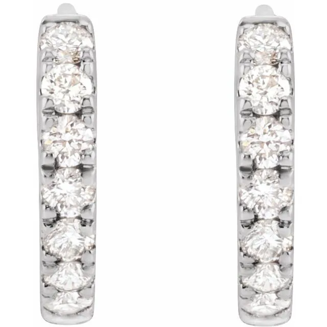 TreasureFineJewelers 14K White Gold 15 CTW LabGrown Diamond 10 mm Hoop Earrings Earrings