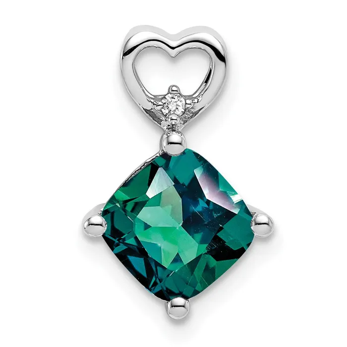 TreasureFineJewelers 14k White Gold Created Alexandrite and Diamond Heart Chain Slide Necklaces TreasureFineJewelers 14k White Gold Created Alexandrite and Diamond Heart Chain Slide Necklaces