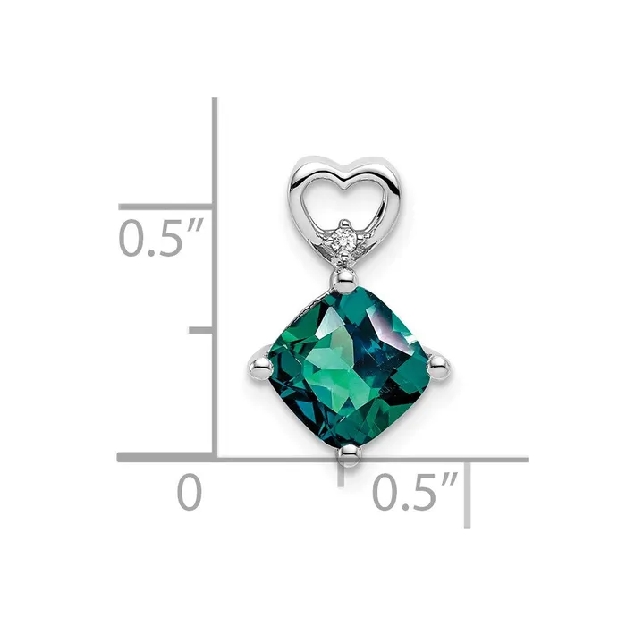 TreasureFineJewelers 14k White Gold Created Alexandrite and Diamond Heart Chain Slide Necklaces