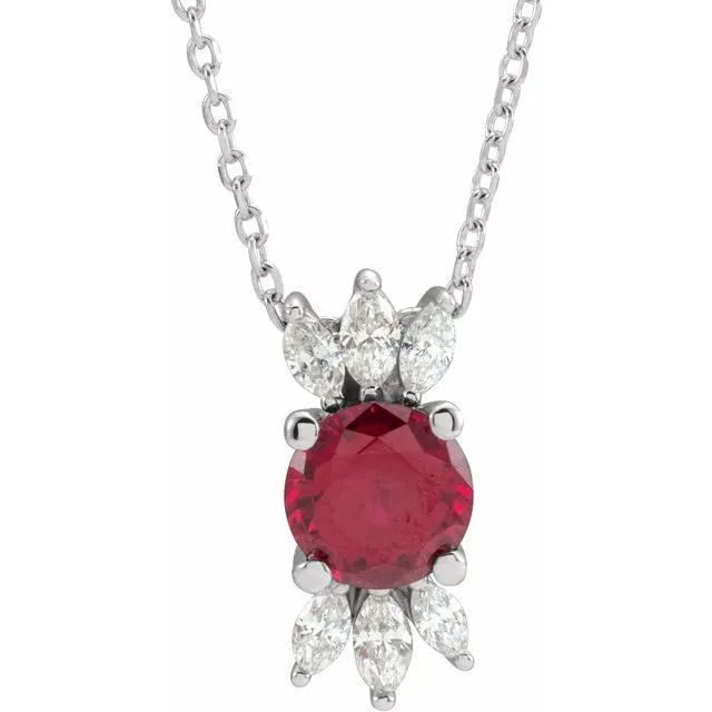 TreasureFineJewelers 14K White Gold LabGrown Ruby 15 CTW Natural Diamond 1618 Necklace Necklaces TreasureFineJewelers 14K White Gold LabGrown Ruby 15 CTW Natural Diamond 1618 Necklace Necklaces
