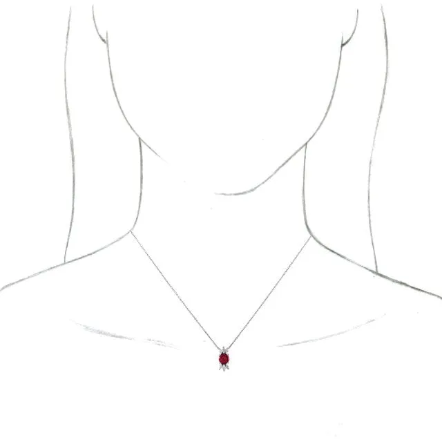 TreasureFineJewelers 14K White Gold LabGrown Ruby 15 CTW Natural Diamond 1618 Necklace Necklaces
