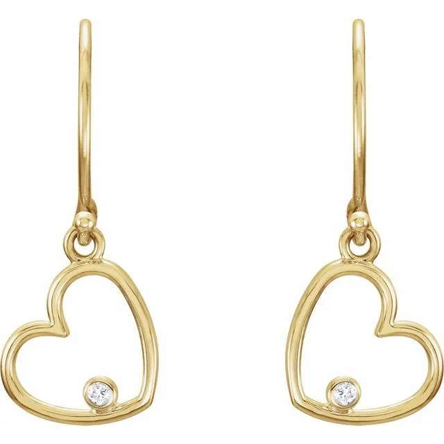 TreasureFineJewelers 14K Yellow 03 CTW Diamond Heart Earrings Earrings