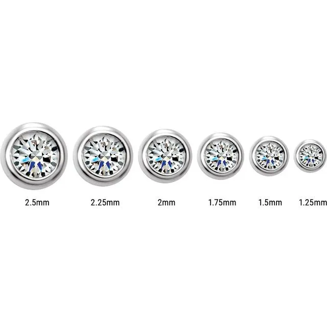 TreasureFineJewelers 14K Yellow Gold 25 mm Round Natural Pink Tourmaline Micro Bezel Single Stud Earring Earrings