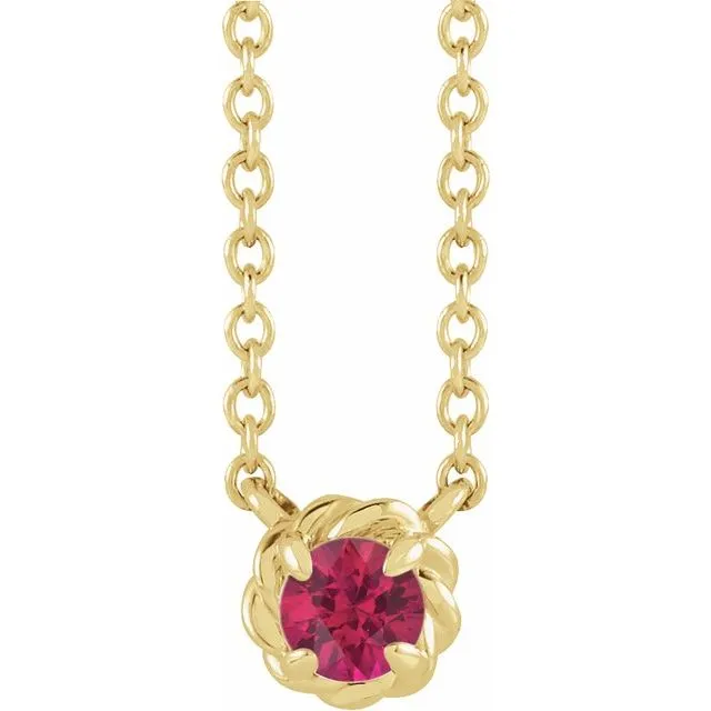 TreasureFineJewelers 14K Yellow Gold 45 mm Natural Ruby ClawProng Rope 18 Necklace Necklaces TreasureFineJewelers 14K Yellow Gold 45 mm Natural Ruby ClawProng Rope 18 Necklace Necklaces