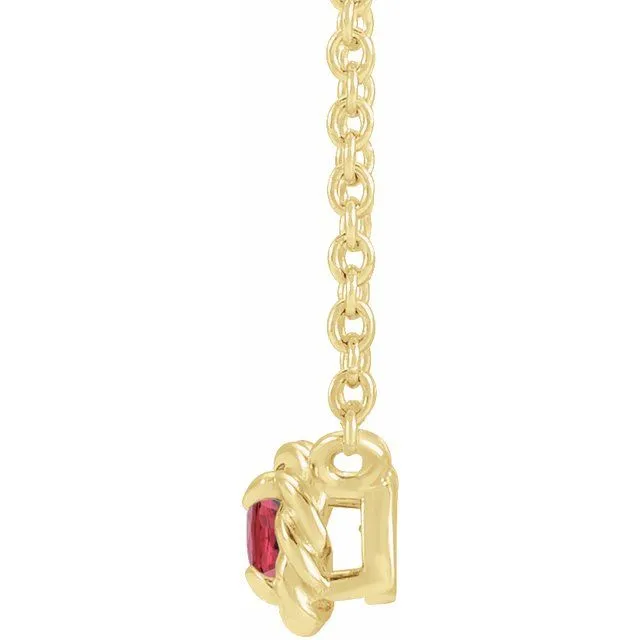 TreasureFineJewelers 14K Yellow Gold 45 mm Natural Ruby ClawProng Rope 18 Necklace Necklaces