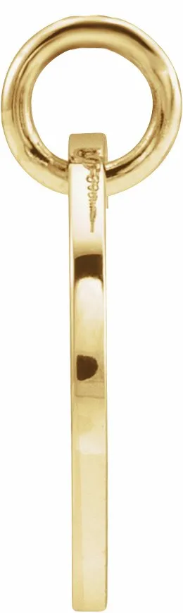 TreasureFineJewelers 14K Yellow Gold Initial F 10 mm Disc Pendant Necklaces