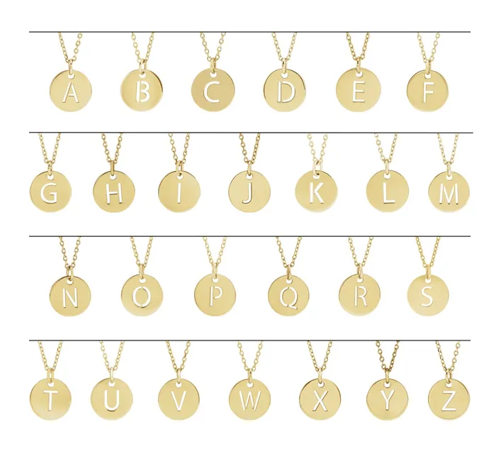 TreasureFineJewelers 14K Yellow Gold Initial F 10 mm Disc Pendant Necklaces