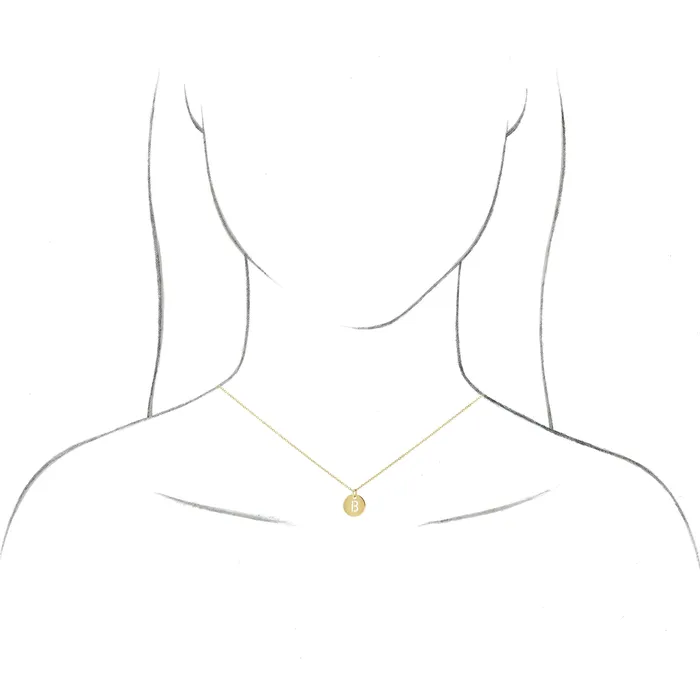 TreasureFineJewelers 14K Yellow Gold Initial F 10 mm Disc Pendant Necklaces