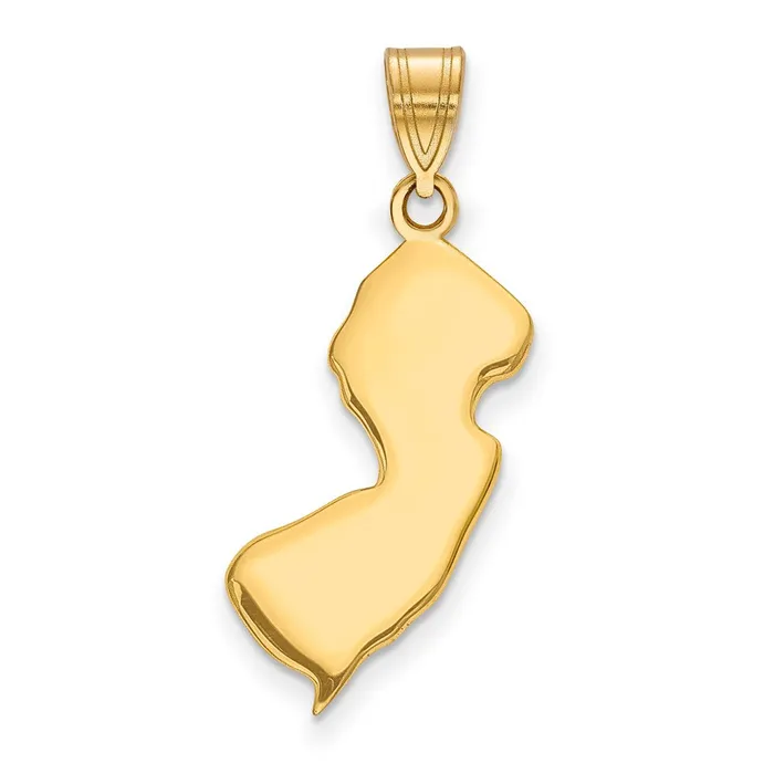 TreasureFineJewelers 14k Yellow Gold New Jersey State Pendant Necklaces
