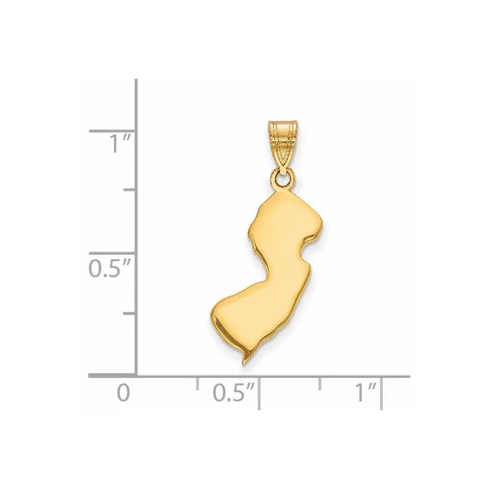 TreasureFineJewelers 14k Yellow Gold New Jersey State Pendant Necklaces