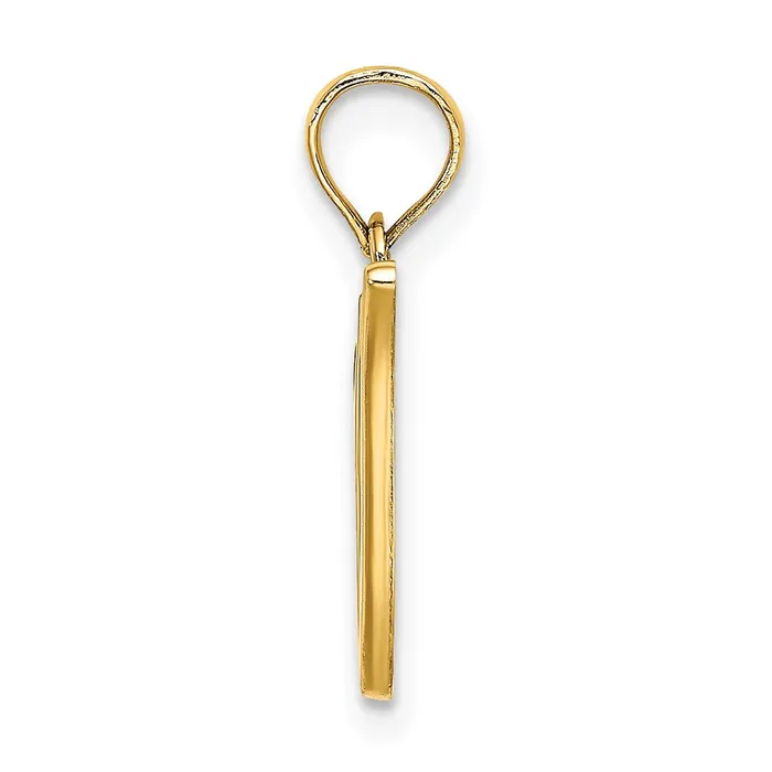 TreasureFineJewelers 14k Yellow Gold Script Letter V Initial Pendant Necklaces