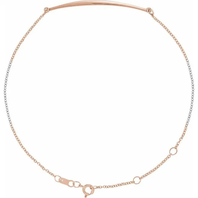 TreasureFineJewelers Bracelets 14K Rose Curved Bar 6 127 12 Bracelet