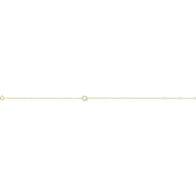 TreasureFineJewelers Bracelets 14K Yellow Gold 07 CTW Natural Diamond Initial Q 67 Bracelet