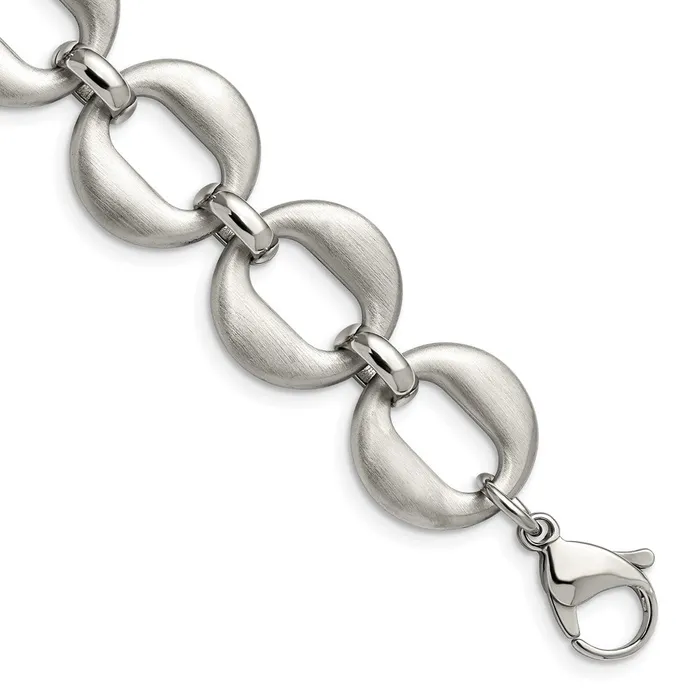 TreasureFineJewelers Bracelets Stainless Steel Polished and Brushed 75in w5in ext Bracelet TreasureFineJewelers Bracelets Stainless Steel Polished and Brushed 75in w5in ext Bracelet