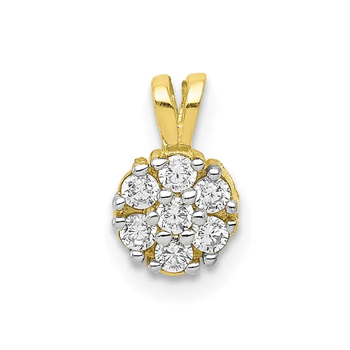 TreasureFineJewelers Charm Necklaces 10k Small CZ Flower Charm