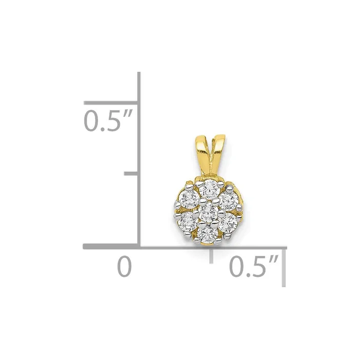 TreasureFineJewelers Charm Necklaces 10k Small CZ Flower Charm