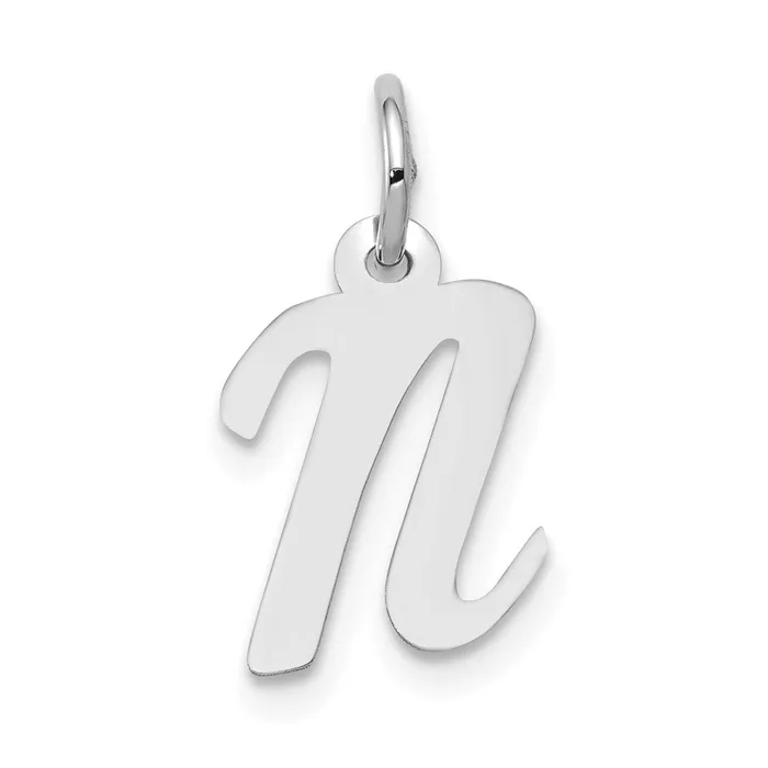 TreasureFineJewelers Charm Necklaces 10k White Gold Small Script Initial N Charm TreasureFineJewelers Charm Necklaces 10k White Gold Small Script Initial N Charm