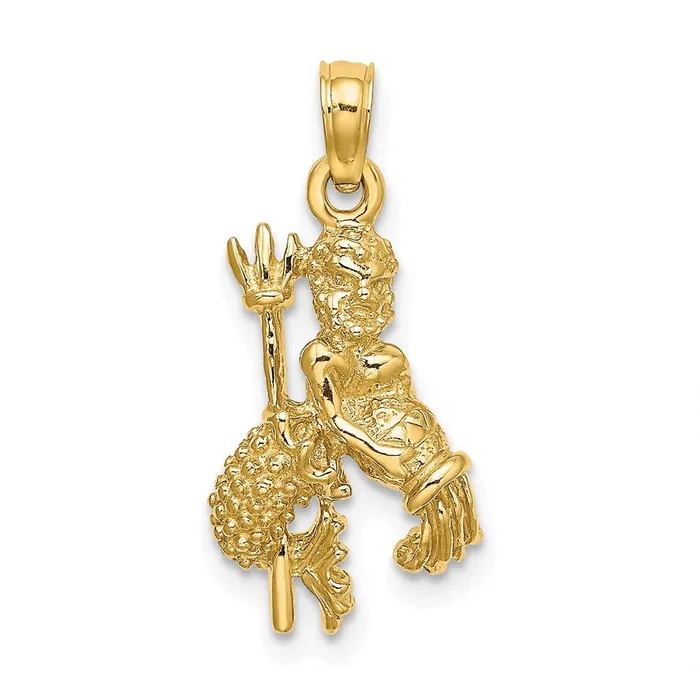 TreasureFineJewelers Charm Necklaces 14k 3D Aquarius Zodiac Charm