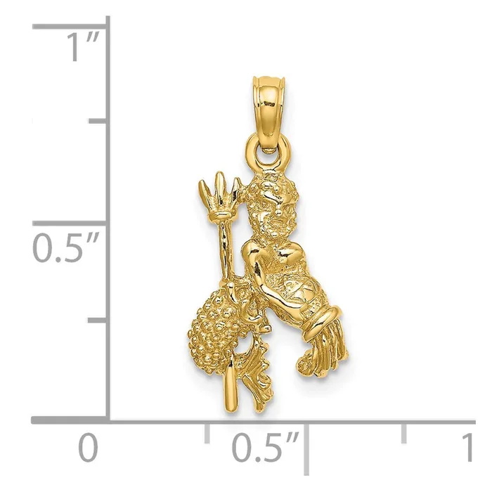 TreasureFineJewelers Charm Necklaces 14k 3D Aquarius Zodiac Charm