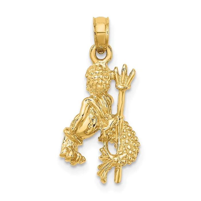 TreasureFineJewelers Charm Necklaces 14k 3D Aquarius Zodiac Charm