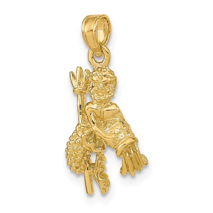 TreasureFineJewelers Charm Necklaces 14k 3D Aquarius Zodiac Charm