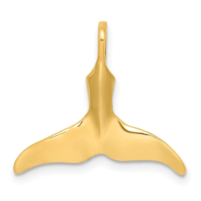 TreasureFineJewelers Charm Necklaces 14K 3D Polished Whale Tail Charm