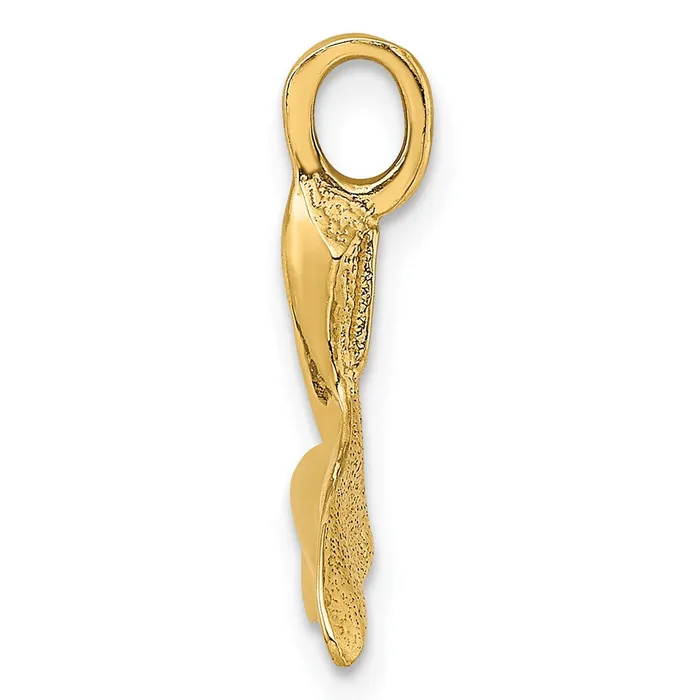TreasureFineJewelers Charm Necklaces 14K 3D Polished Whale Tail Charm