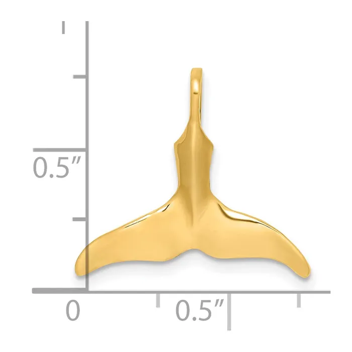 TreasureFineJewelers Charm Necklaces 14K 3D Polished Whale Tail Charm