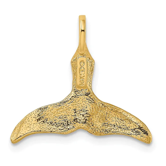 TreasureFineJewelers Charm Necklaces 14K 3D Polished Whale Tail Charm