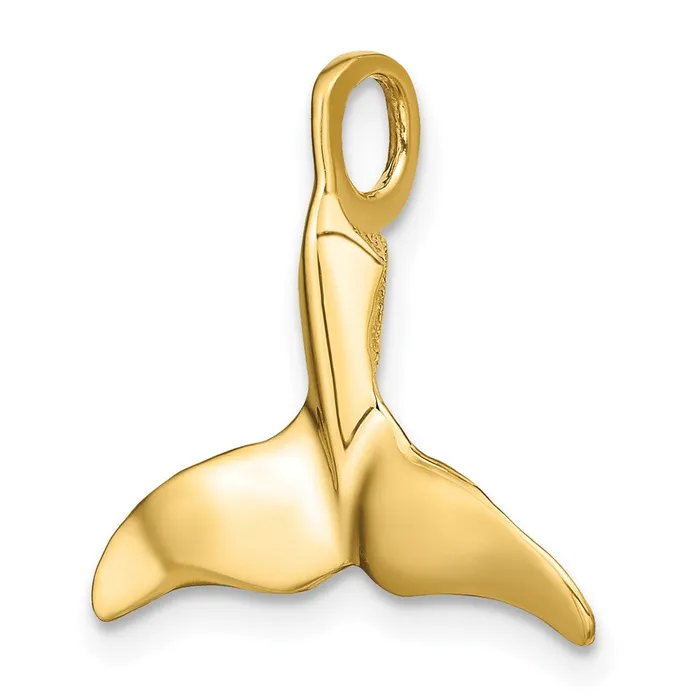 TreasureFineJewelers Charm Necklaces 14K 3D Polished Whale Tail Charm