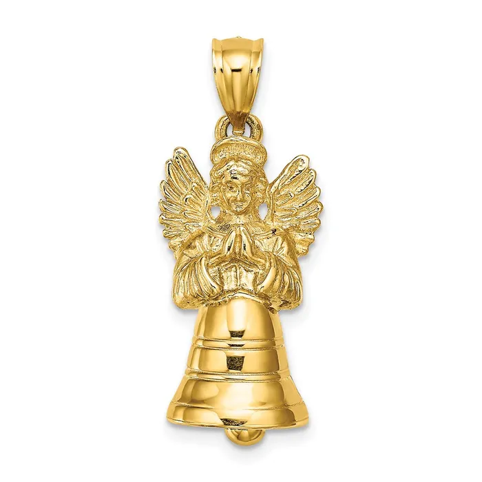 TreasureFineJewelers Charm Necklaces 14K 3D w Moveable Angel Charm