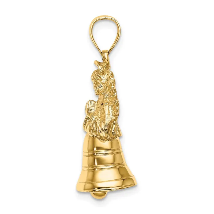 TreasureFineJewelers Charm Necklaces 14K 3D w Moveable Angel Charm