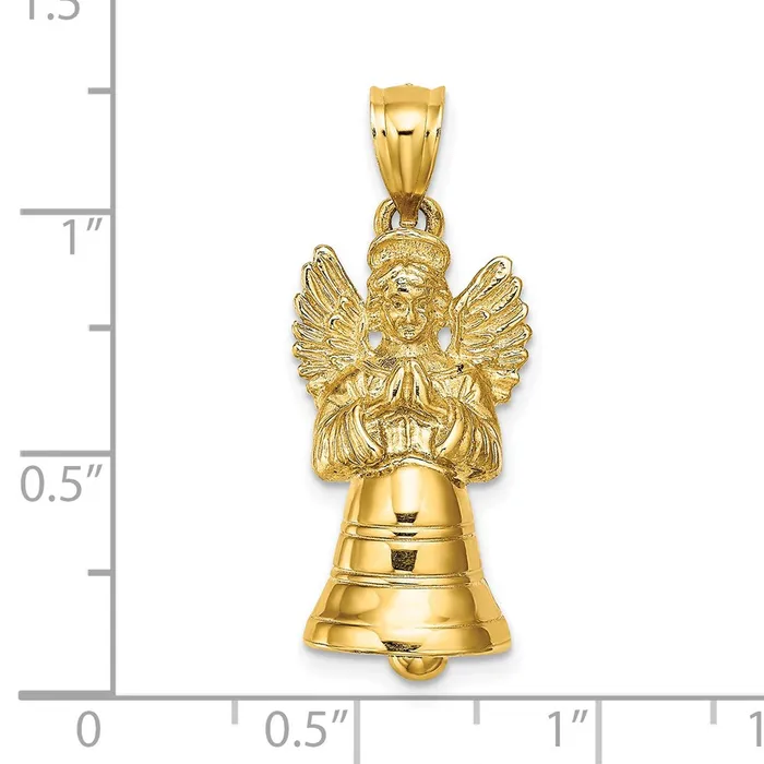 TreasureFineJewelers Charm Necklaces 14K 3D w Moveable Angel Charm