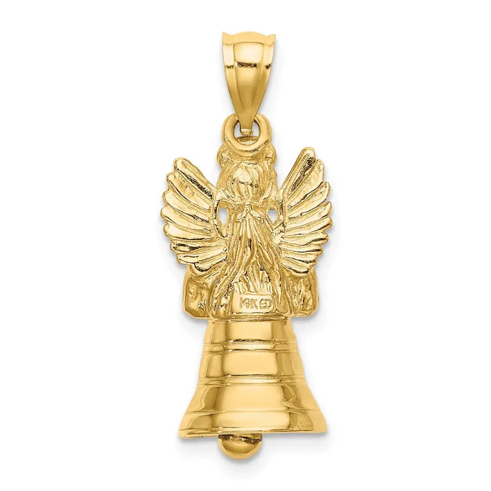TreasureFineJewelers Charm Necklaces 14K 3D w Moveable Angel Charm
